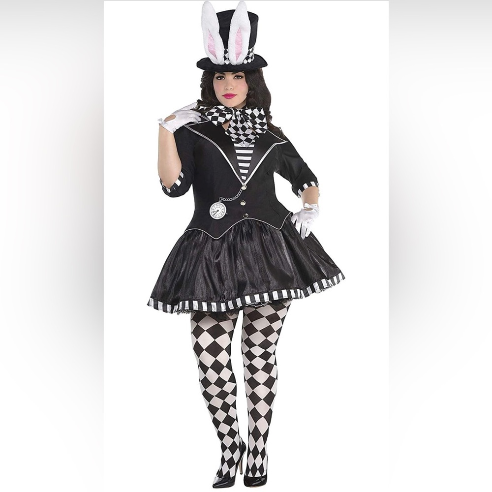Dark Mad Hatter Alice in Wonderland Womens Plus Size Halloween Costume Sexy NEW